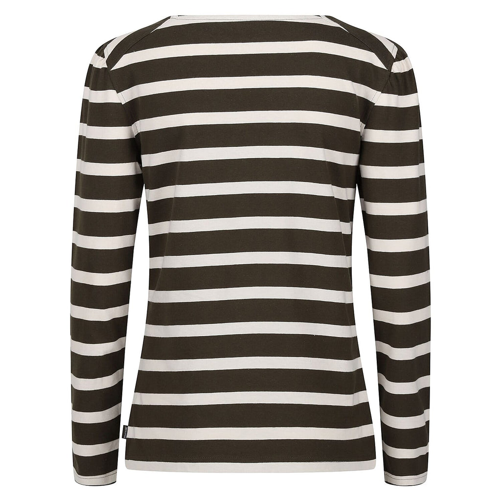 REGATTA Womens Federica Striped T-Shirt (Size 8) - Khaki & Light Vanilla