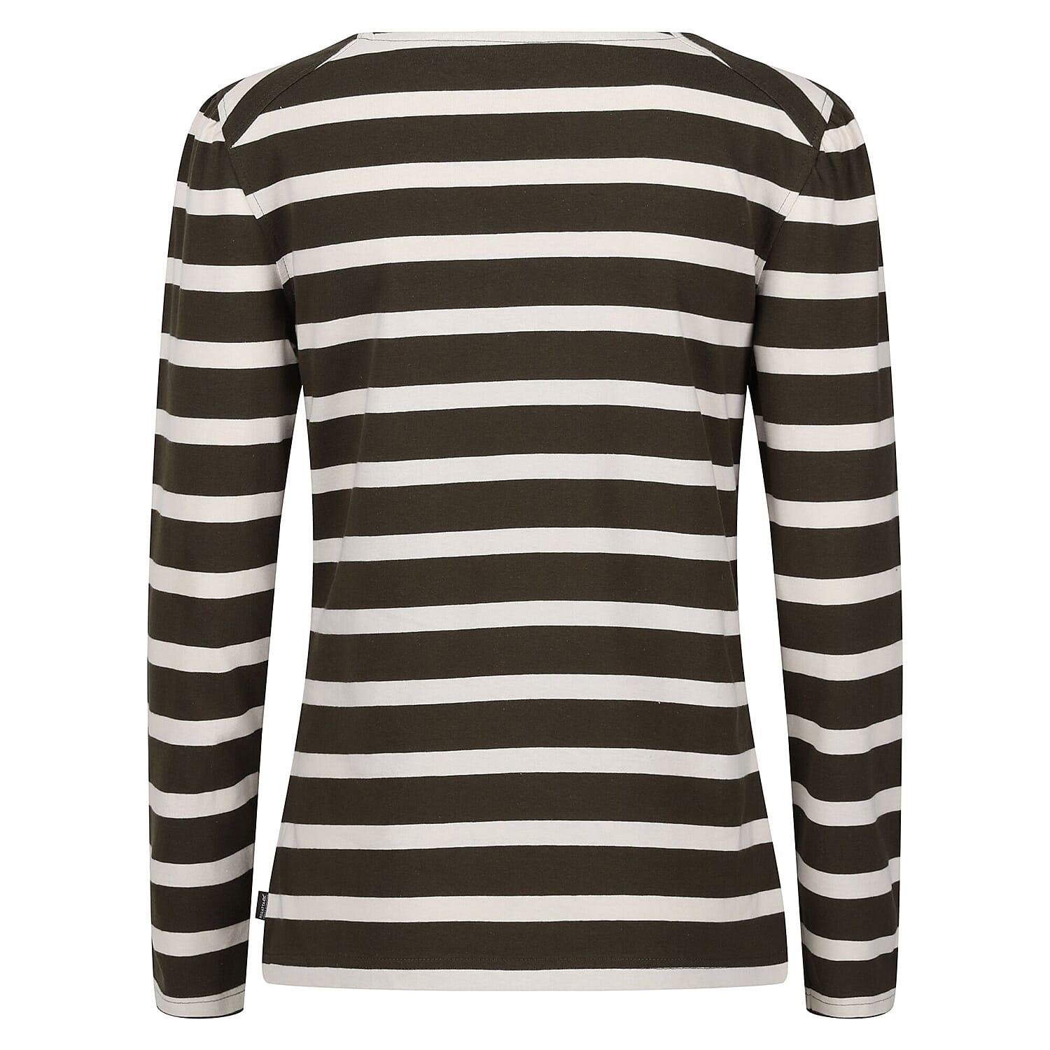 REGATTA Womens Federica Striped T-Shirt (Size 8) - Khaki & Light Vanilla