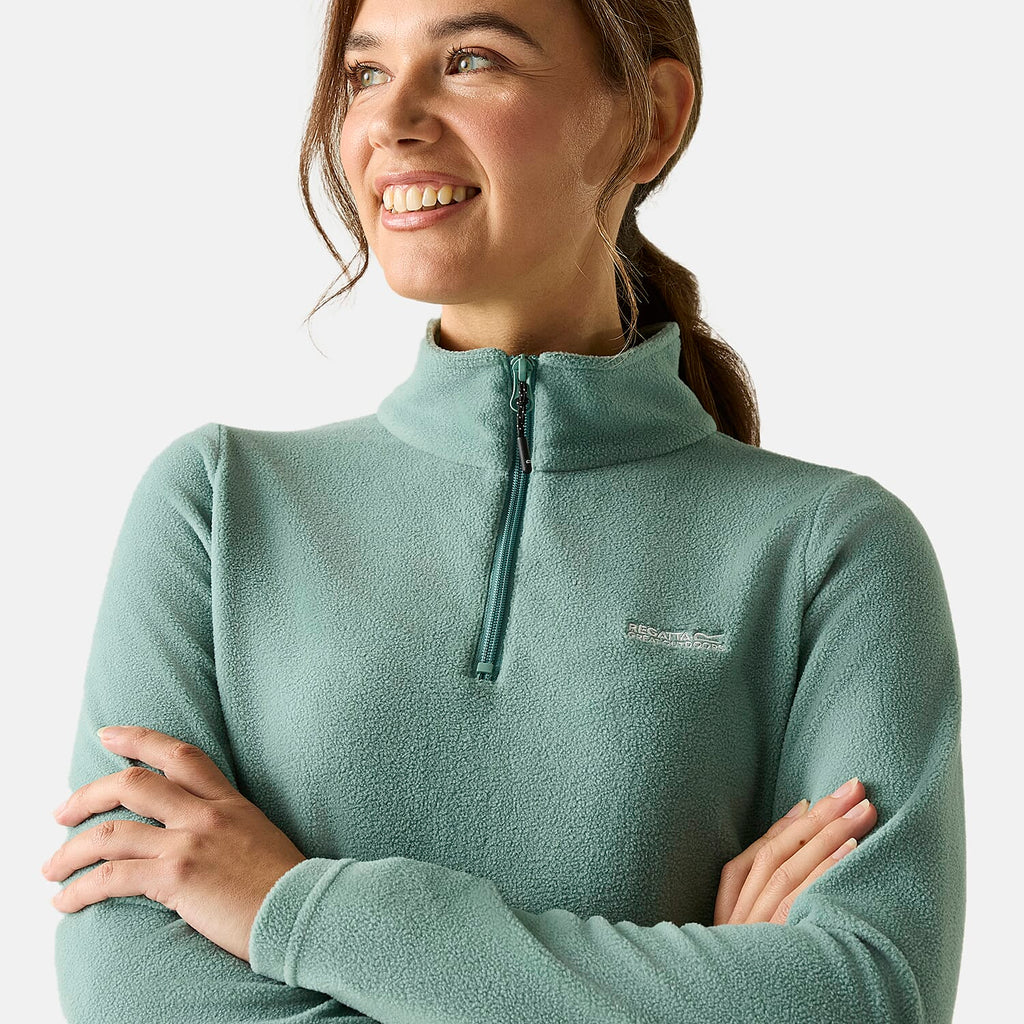 Regatta Womens Lightweight Half-Zip Fleece (Size 12) - Moss Green