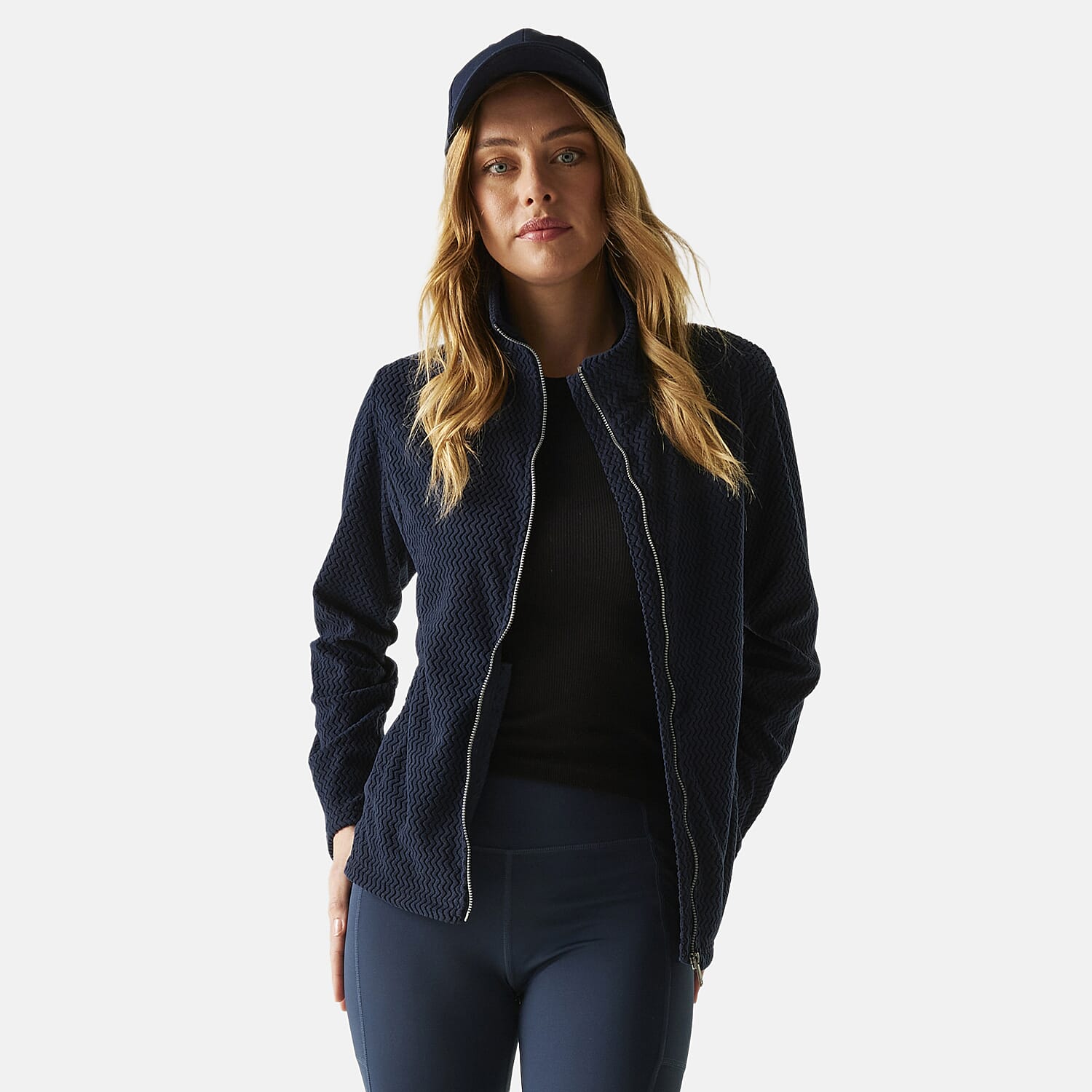 Regatta Womens Textured Full-Zip Fleece (Size 12) - Navy