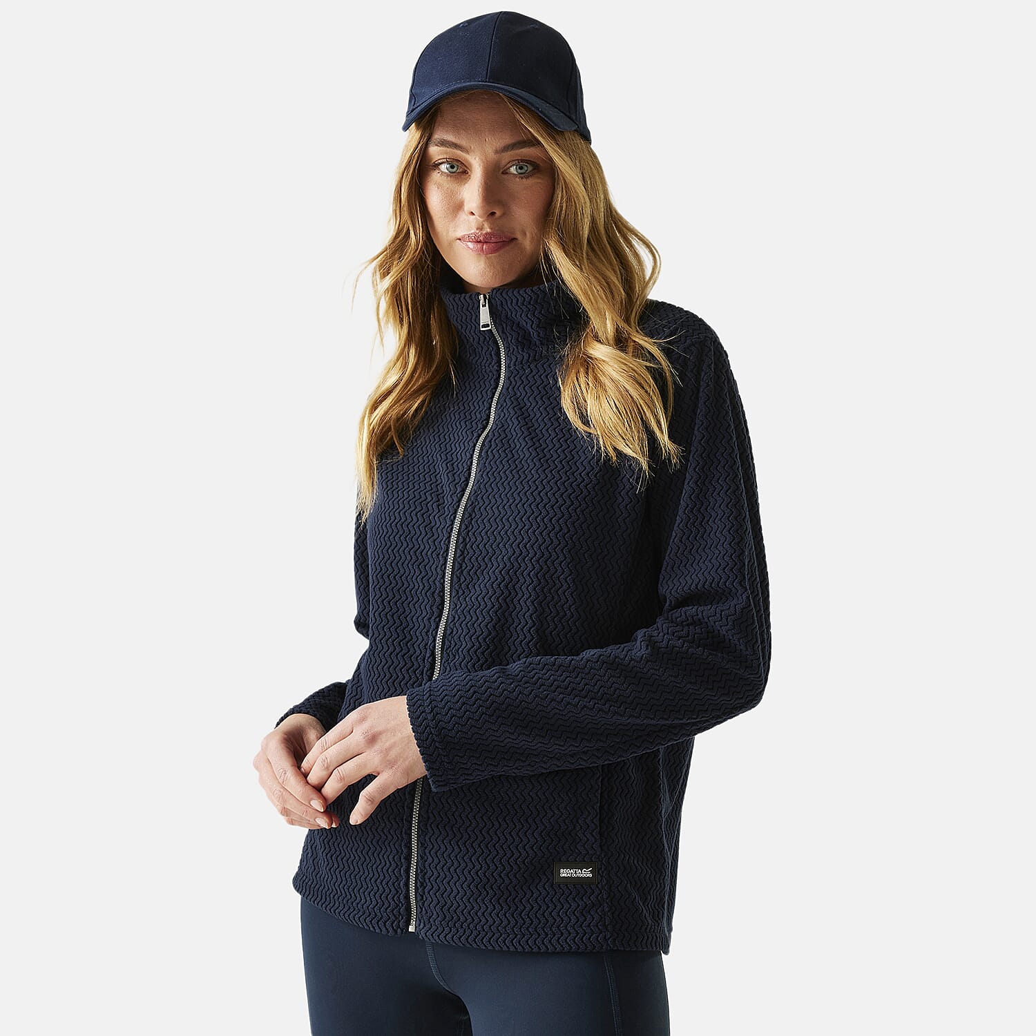 Regatta Womens Textured Full-Zip Fleece (Size 12) - Navy