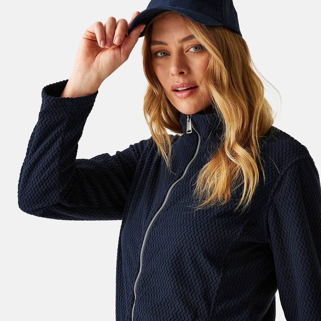 Regatta Womens Textured Full-Zip Fleece (Size 12) - Navy