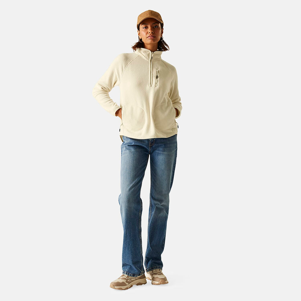 Regatta Womens Half Zip Fleece Sweatshirt With Pockets (Size 14) - Lightvanilla
