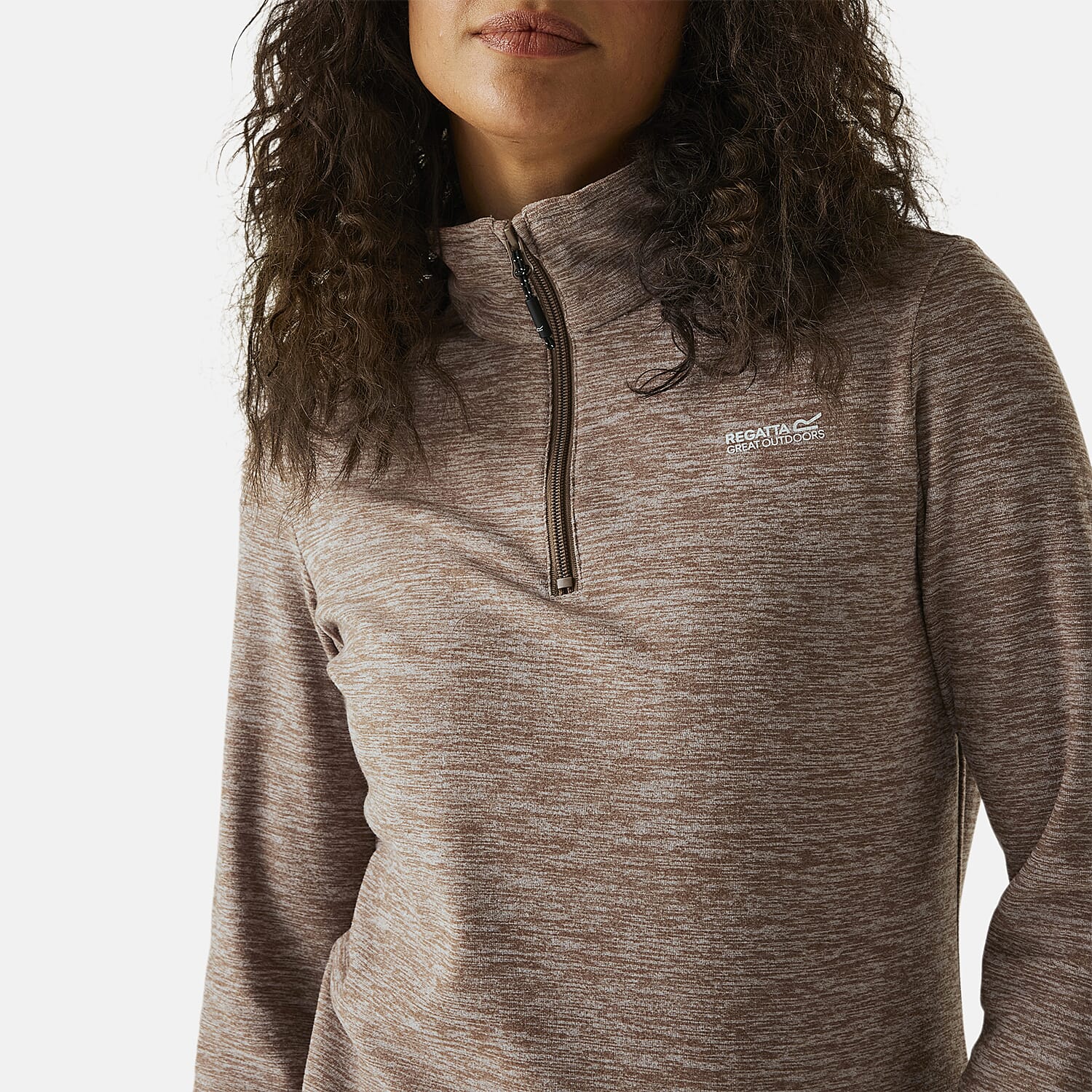 Regatta Womens Marl Half Zip Fleece Sweatshirt (Size 14) - Mocha