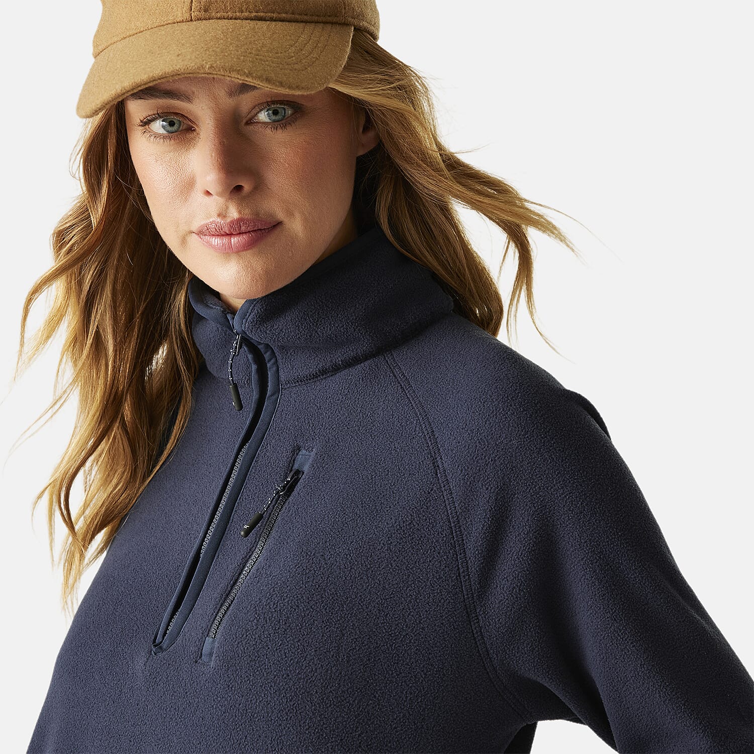 Regatta Womens Half Zip Fleece Sweatshirt With Pockets (Size 14) - Navy