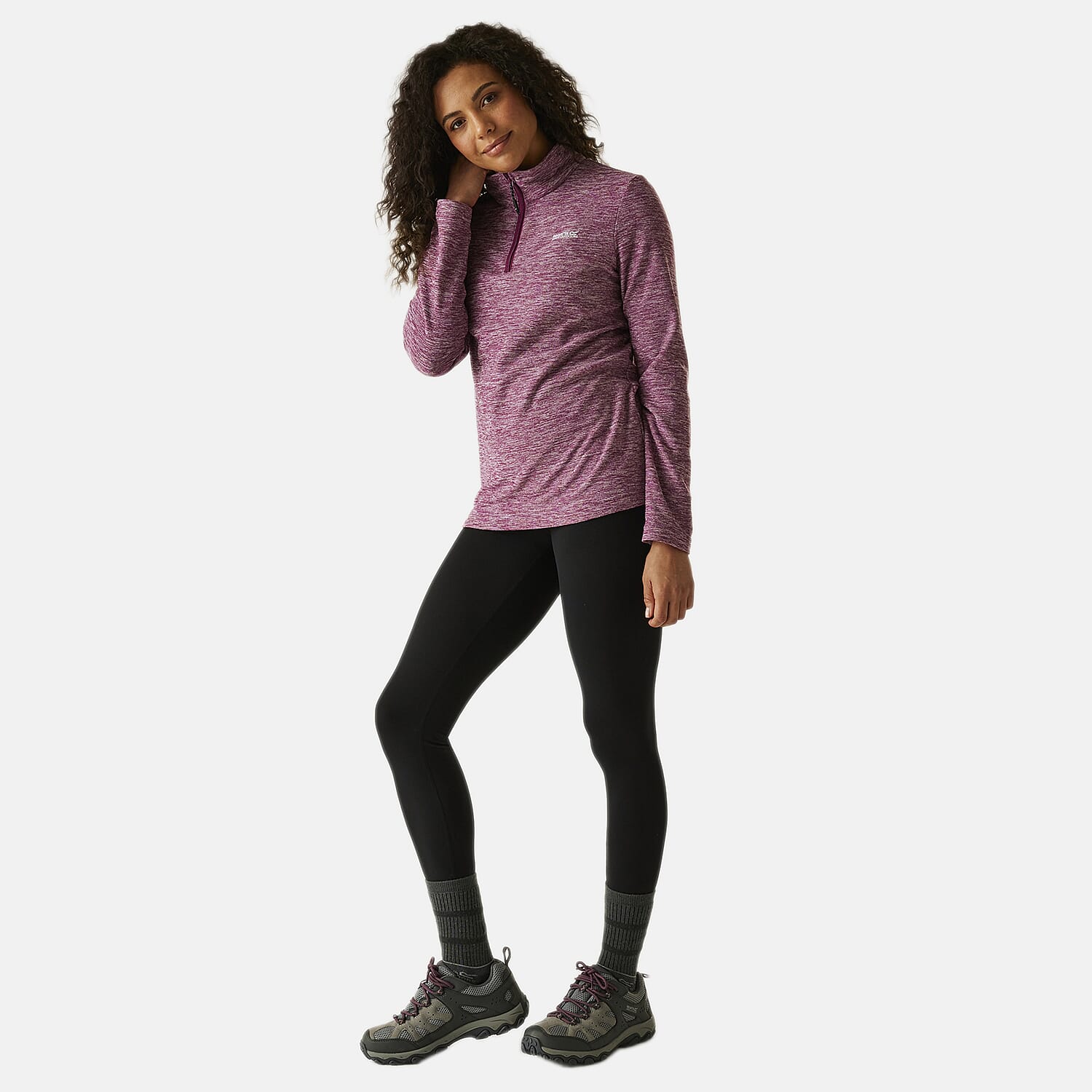 Regatta Womens Marl Half Zip Fleece Sweatshirt (Size 16) - Dark Pimento