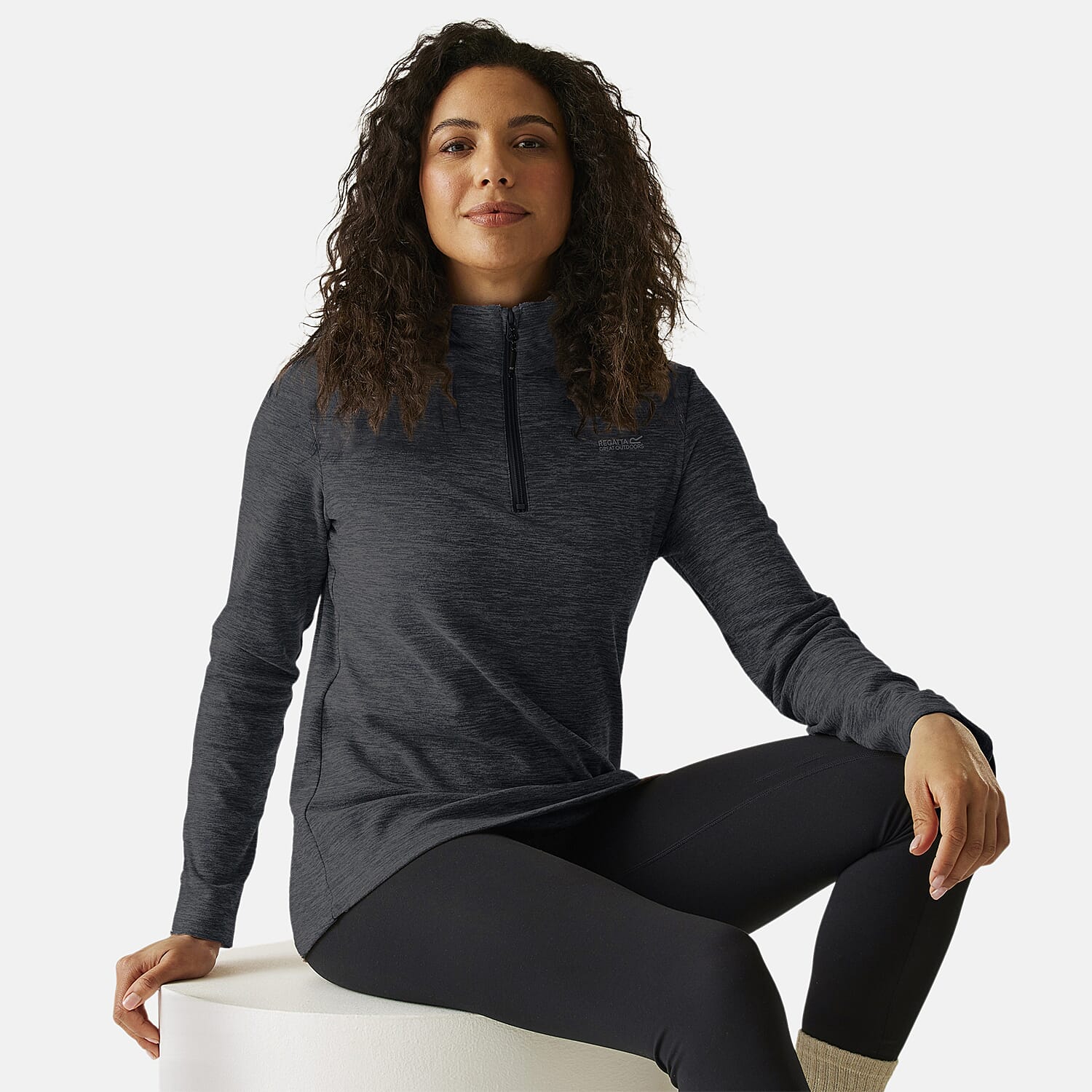 Regatta Womens Marl Half Zip Fleece Sweatshirt (Size 16) - Seal Grey