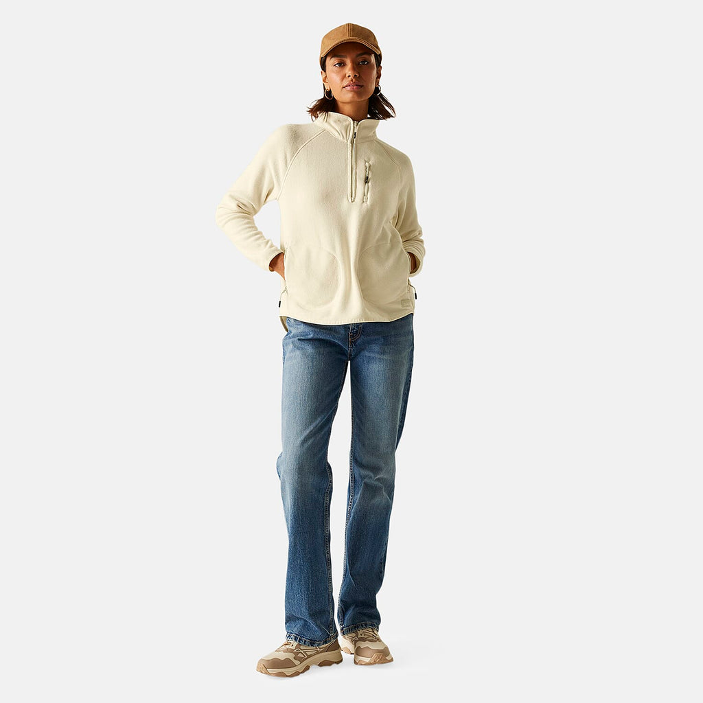 Regatta Womens Half Zip Fleece Sweatshirt With Pockets (Size 16) - Lightvanilla