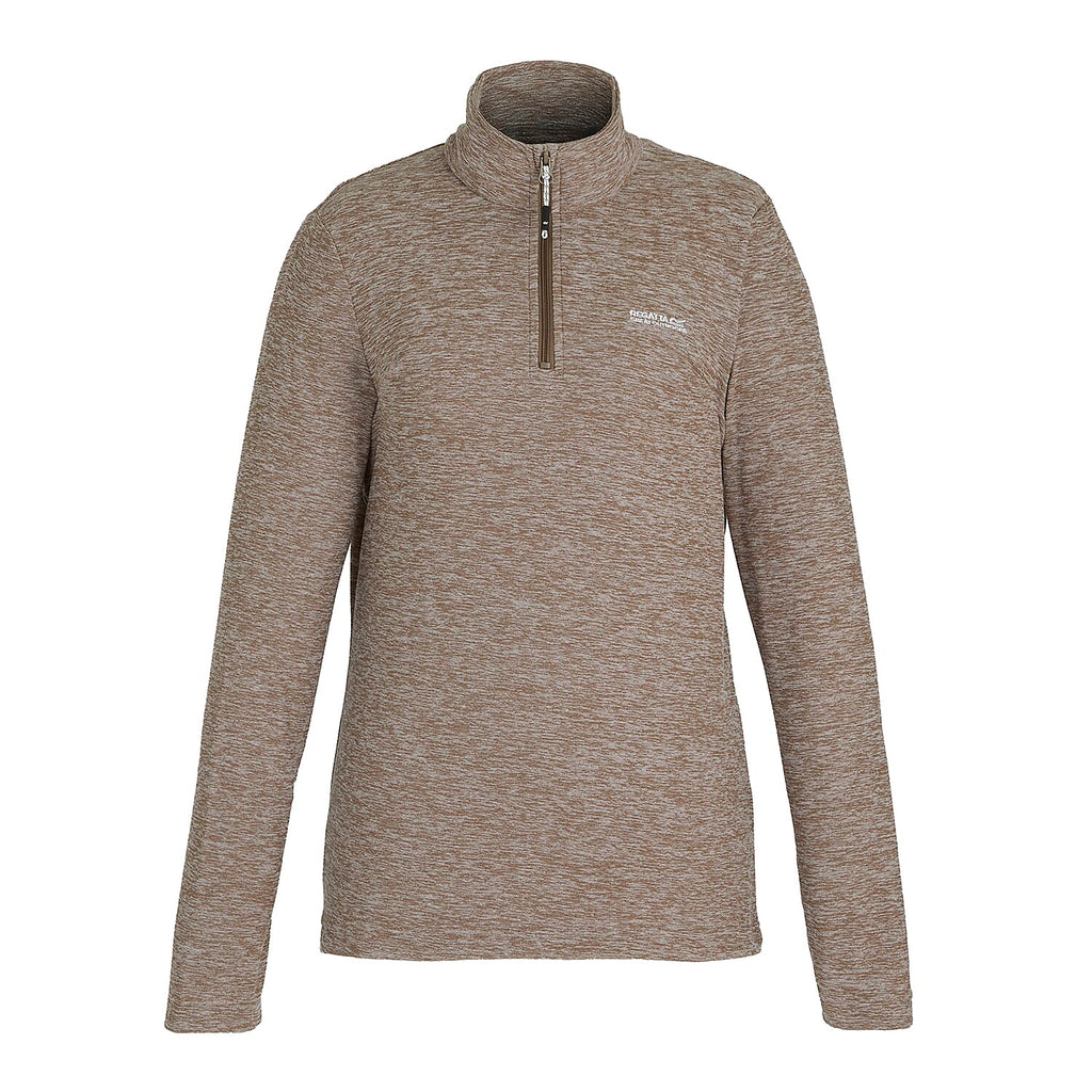 Regatta Womens Marl Half Zip Fleece Sweatshirt (Size 16) - Mocha
