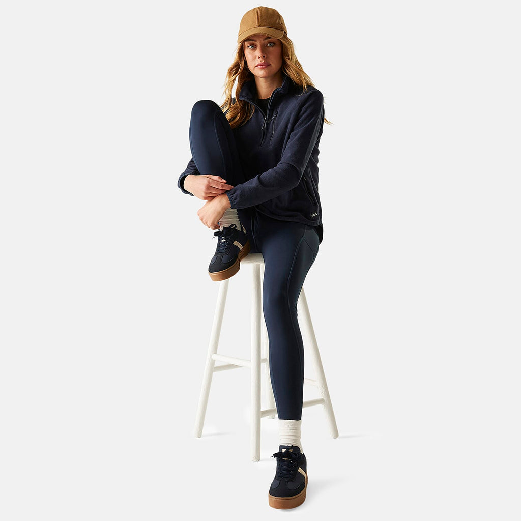 Regatta Womens Half Zip Fleece Sweatshirt With Pockets (Size 16) - Navy
