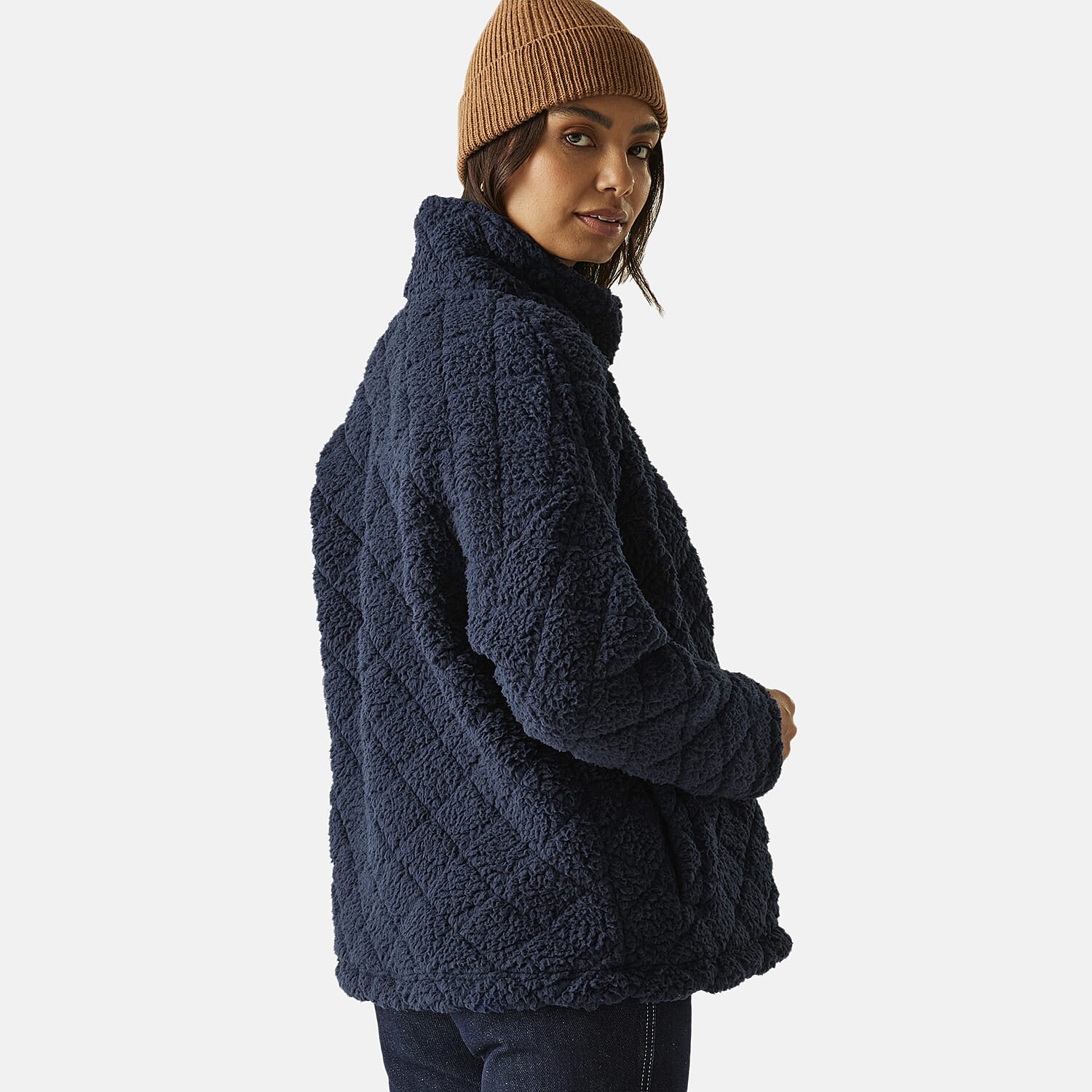 Regatta Womens Cable-Knit Effect Full-Zip Fleece (Size 16) - Navy