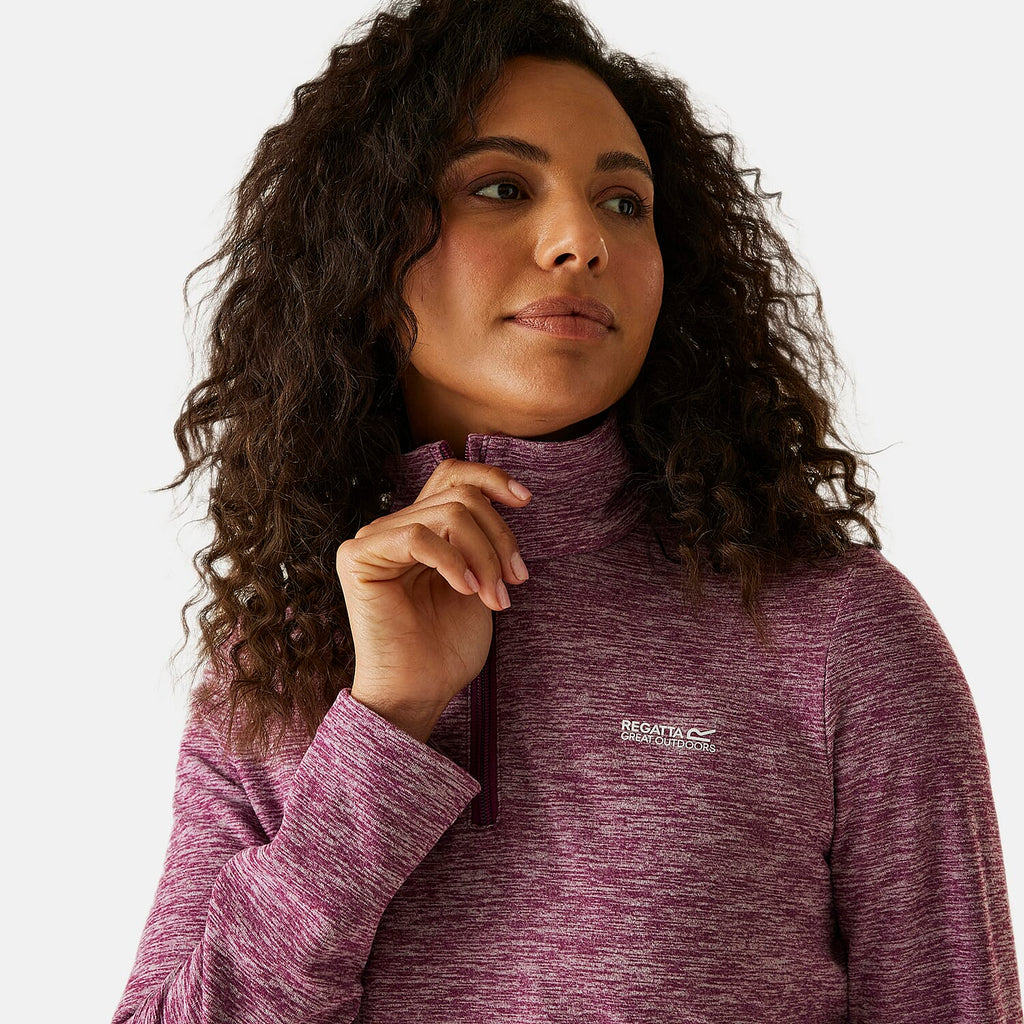 Regatta Womens Marl Half Zip Fleece Sweatshirt (Size 18) - Dark Pimento