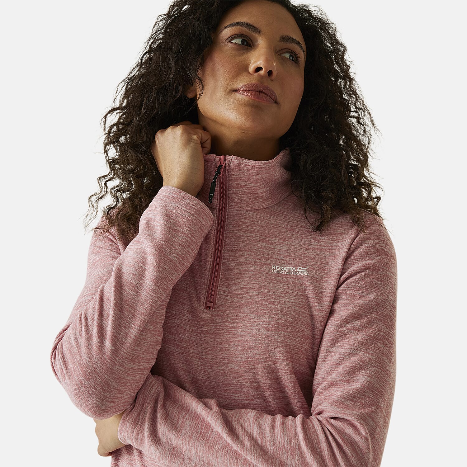 Regatta Womens Marl Half Zip Fleece Sweatshirt (Size 18) - Dusty Rose