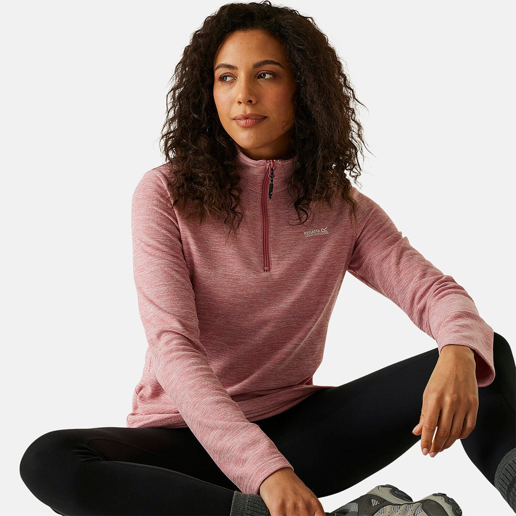 Regatta Womens Marl Half Zip Fleece Sweatshirt (Size 20) - Dusty Rose
