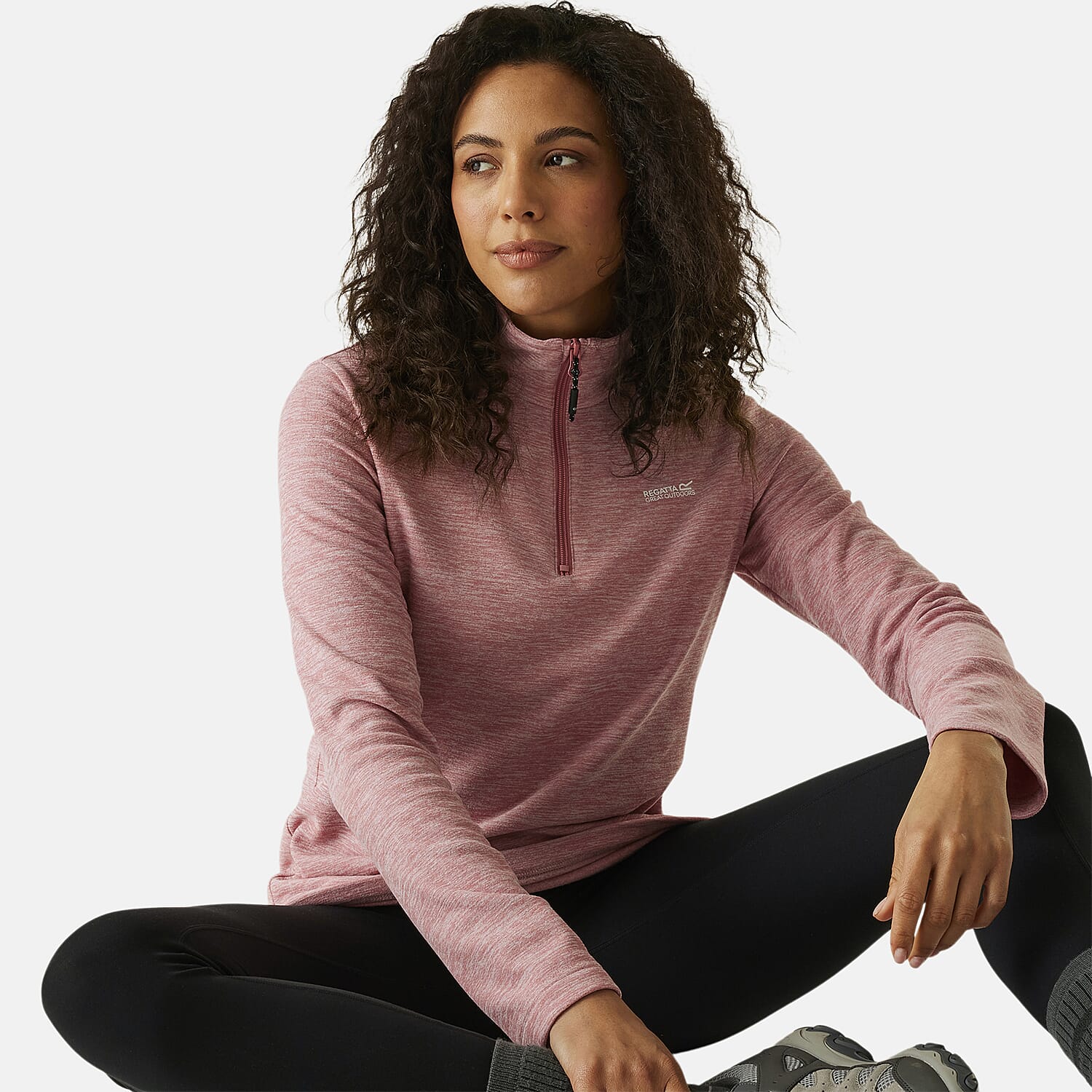 Regatta Womens Marl Half Zip Fleece Sweatshirt (Size 20) - Dusty Rose