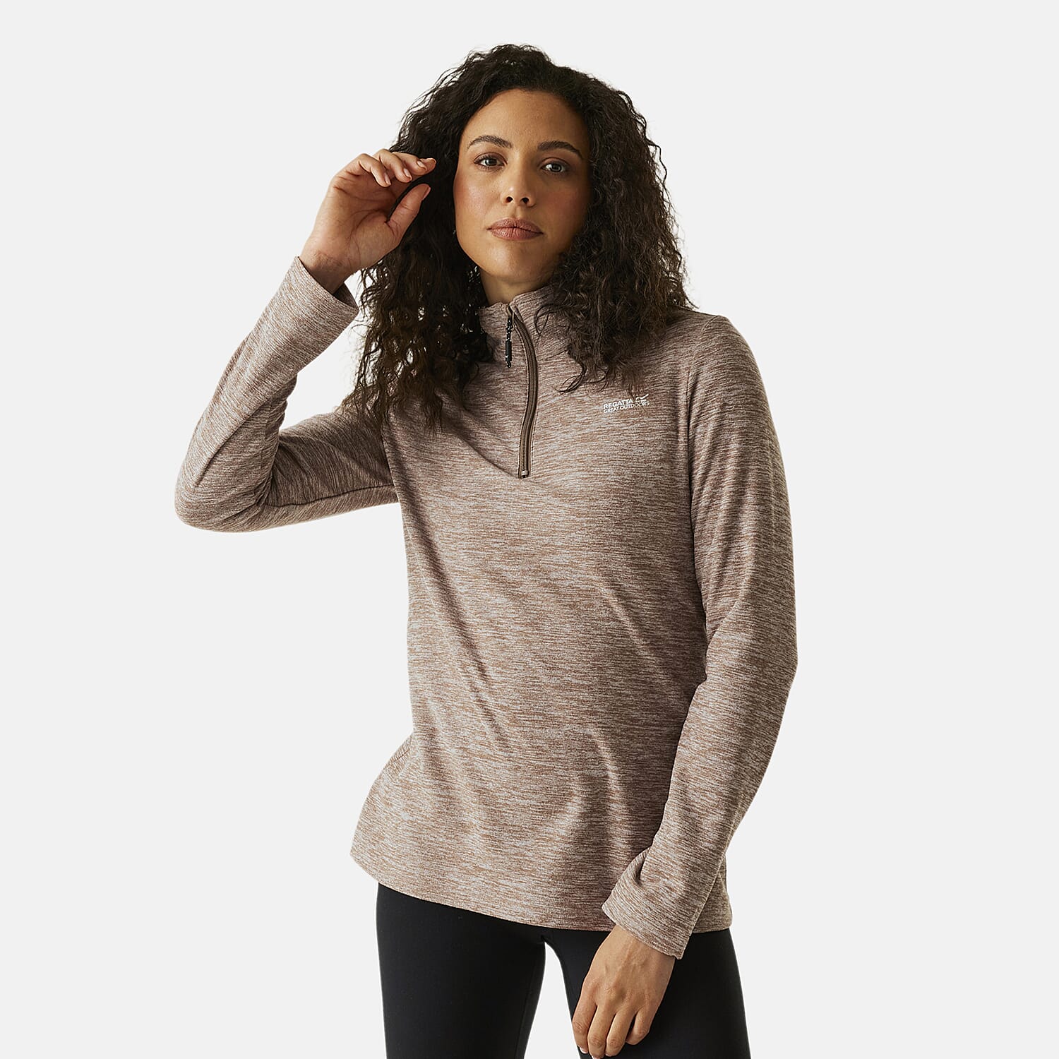 Regatta Womens Marl Half Zip Fleece Sweatshirt (Size 20) - Mocha