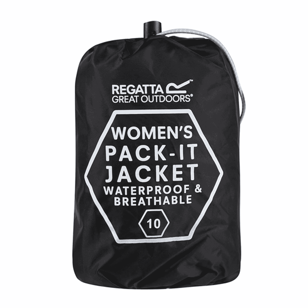 Regatta Womens Full Waterproof Jacket With Packet Pouch (Size 14) - Black