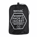 Regatta Womens Full Waterproof Jacket With Packet Pouch (Size 16) - Black