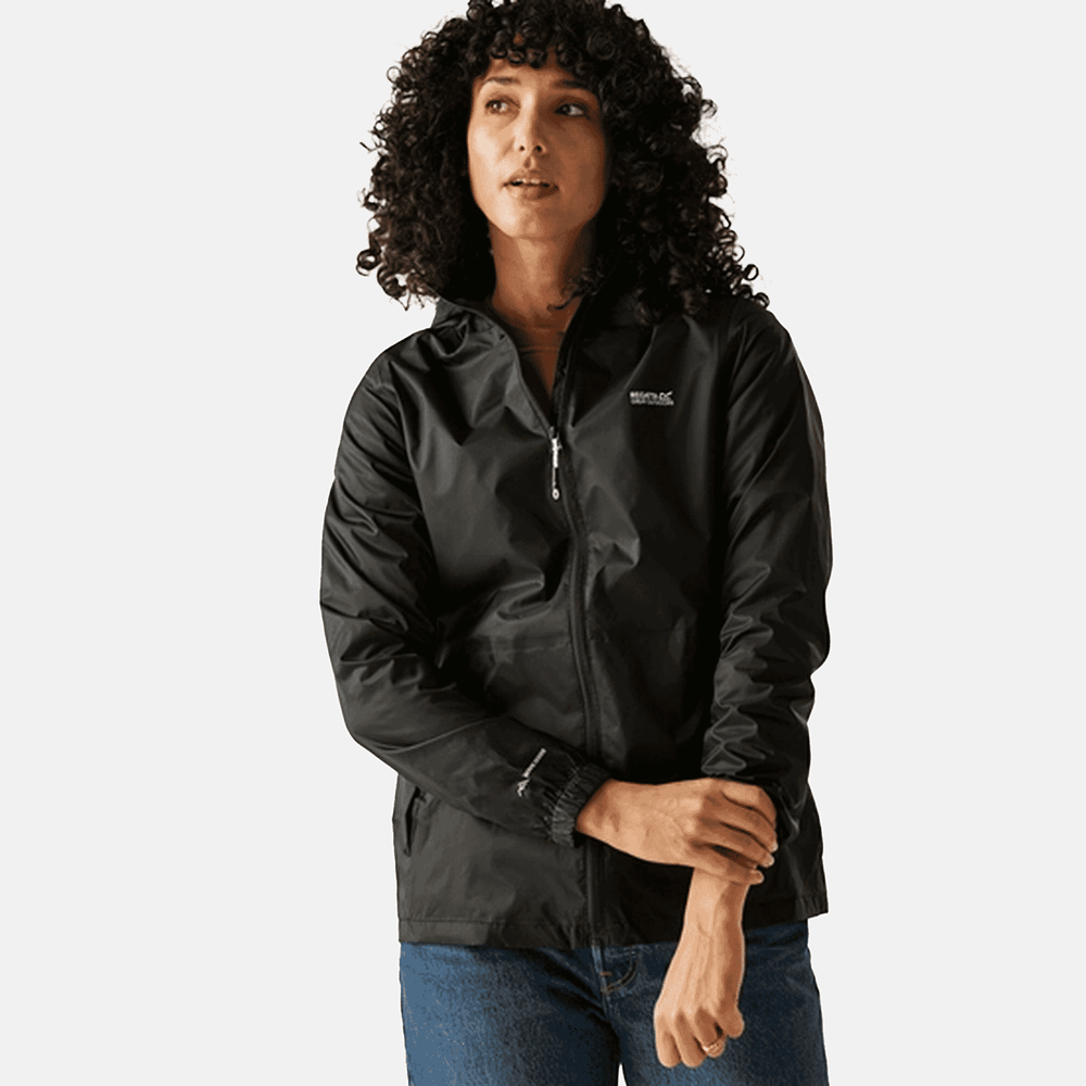 Regatta Womens Full Waterproof Jacket With Packet Pouch (Size 20) - Black