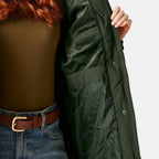 Regatta Womens Long-Length Waterproof Insulated Jacket With Adjustable Shockcord, Patch Pockets - Fleece Lined Hood (Size 16) - Dark Khaki
