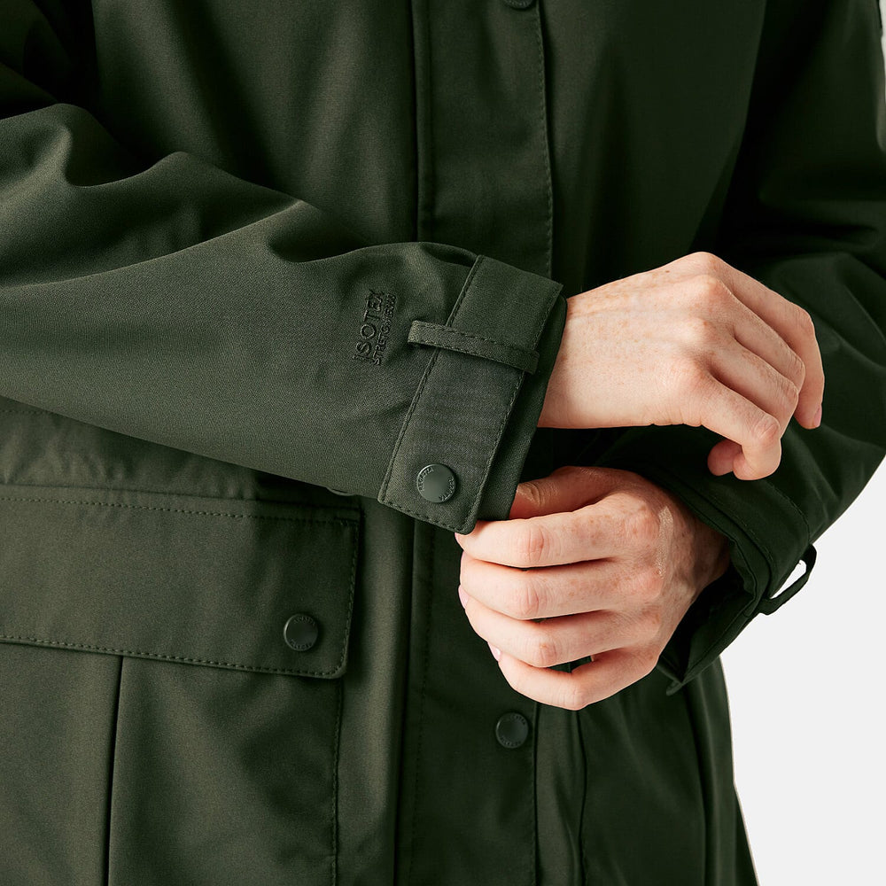 Regatta Womens Long-Length Waterproof Insulated Jacket With Adjustable Shockcord, Patch Pockets - Fleece Lined Hood (Size 16) - Dark Khaki