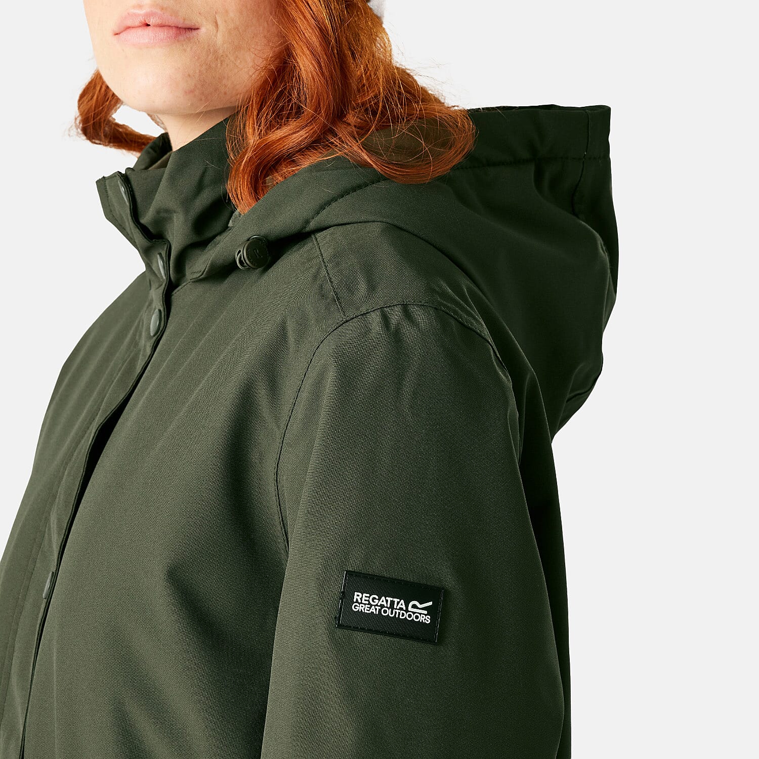 Regatta Womens Long-Length Waterproof Insulated Jacket With Adjustable Shockcord, Patch Pockets - Fleece Lined Hood (Size 20) - Dark Khaki