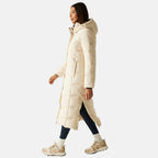 Regatta Womens Longline Quilted Insulated With Hood - Seam Snaps (Size 18) - Lightvanilla