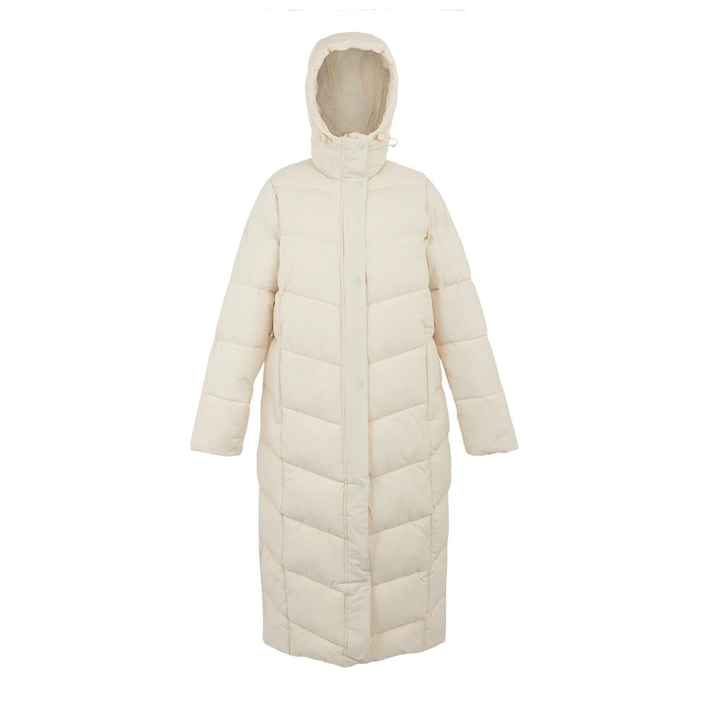 Regatta Womens Longline Quilted Insulated With Hood - Seam Snaps (Size 18) - Lightvanilla