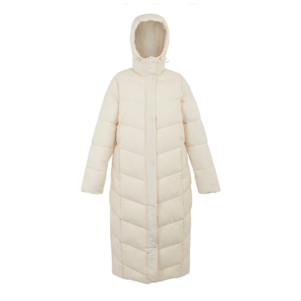 Regatta Womens Longline Quilted Insulated With Hood - Seam Snaps (Size 18) - Lightvanilla