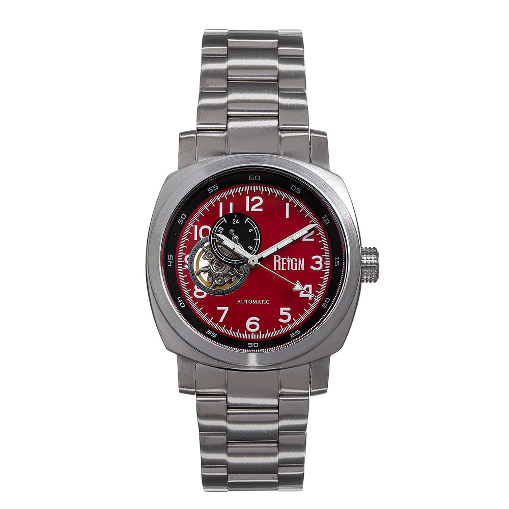 Reign Impaler Automatic Movt. 10ATM WR Red Dial Mens Watch with Silver Colour Stainless Steel Strap