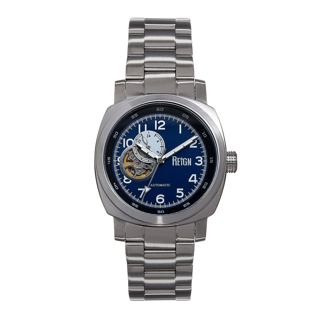 Reign Impaler Automatic Movt. 10ATM WR Blue Dial Mens Watch with Silver Colour Stainless Steel Strap