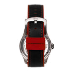 Reign Elijah Jewels Automatic Movement Sapphire-Coated Mineral Crystal Red Directional Rotating Bezel Dial With Date 10 ATM Water Resistance Watch With Red Rubber Inlaid Leather Band