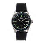 Reign Elijah Jewels Automatic Movement Sapphire-Coated Mineral Crystal Black & Blue Directional Rotating Bezel Dial With Date 10 ATM Water Resistance Watch With Black Rubber Inlaid Leather Band