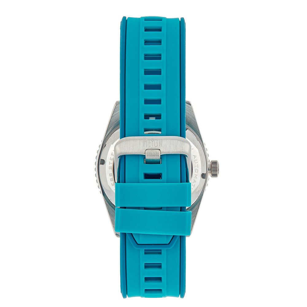 Reign Gage Jewels Miyota Automatic Movement Sapphire-Coated Mineral Crystal Directional Rotating Bezel Blue Dial With Date 10 ATM Water Resistance Watch With Blue Rubber Strap