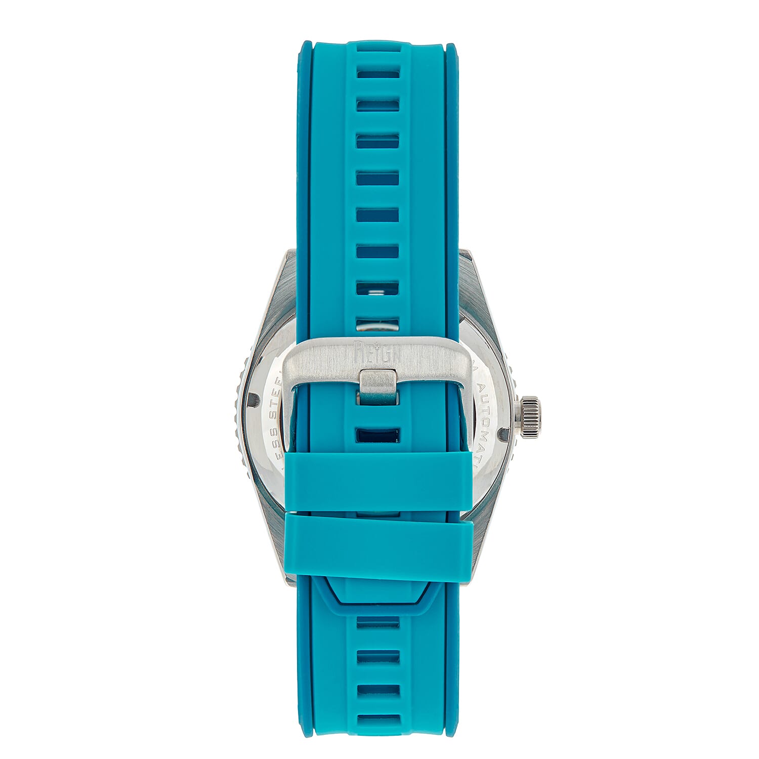 Reign Gage Jewels Miyota Automatic Movement Sapphire-Coated Mineral Crystal Directional Rotating Bezel Blue Dial With Date 10 ATM Water Resistance Watch With Blue Rubber Strap
