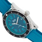 Reign Gage Jewels Miyota Automatic Movement Sapphire-Coated Mineral Crystal Directional Rotating Bezel Blue Dial With Date 10 ATM Water Resistance Watch With Blue Rubber Strap