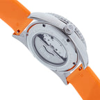 Reign Gage Jewels Miyota Automatic Movement Sapphire-Coated Mineral Crystal Directional Rotating Bezel Red Dial With Date 10 ATM Water Resistance Watch With Orange Rubber Strap