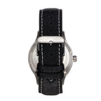 Reign Henry Jewels Seiko Automatic Movement Sapphire-Coated Mineral Crystal Black Dial With Date 10 ATM Water Resistance Watch With Canvas-Overlaid Black Genuine Leather Strap