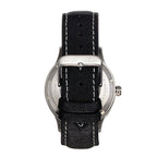 Reign Henry Jewels Seiko Automatic Movement Sapphire-Coated Mineral Crystal Silver Dial With Date 10 ATM Water Resistance Watch With Canvas-Overlaid Black Genuine Leather Strap