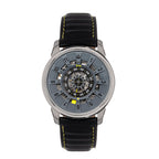 Reign Monterey Jewels Automatic Movement Sapphire-Coated Mineral Crystal Semi-Skeleton Grey Dial 10 ATM Water Resistance Watch With Black Genuine Leather Strap