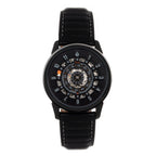 Reign Monterey Jewels Automatic Movement Sapphire-Coated Mineral Crystal Semi-Skeleton Dark Grey Dial 10 ATM Water Resistance Watch With Black Genuine Leather Strap
