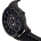 Reign Monterey Jewels Automatic Movement Sapphire-Coated Mineral Crystal Semi-Skeleton Dark Grey Dial 10 ATM Water Resistance Watch With Black Genuine Leather Strap
