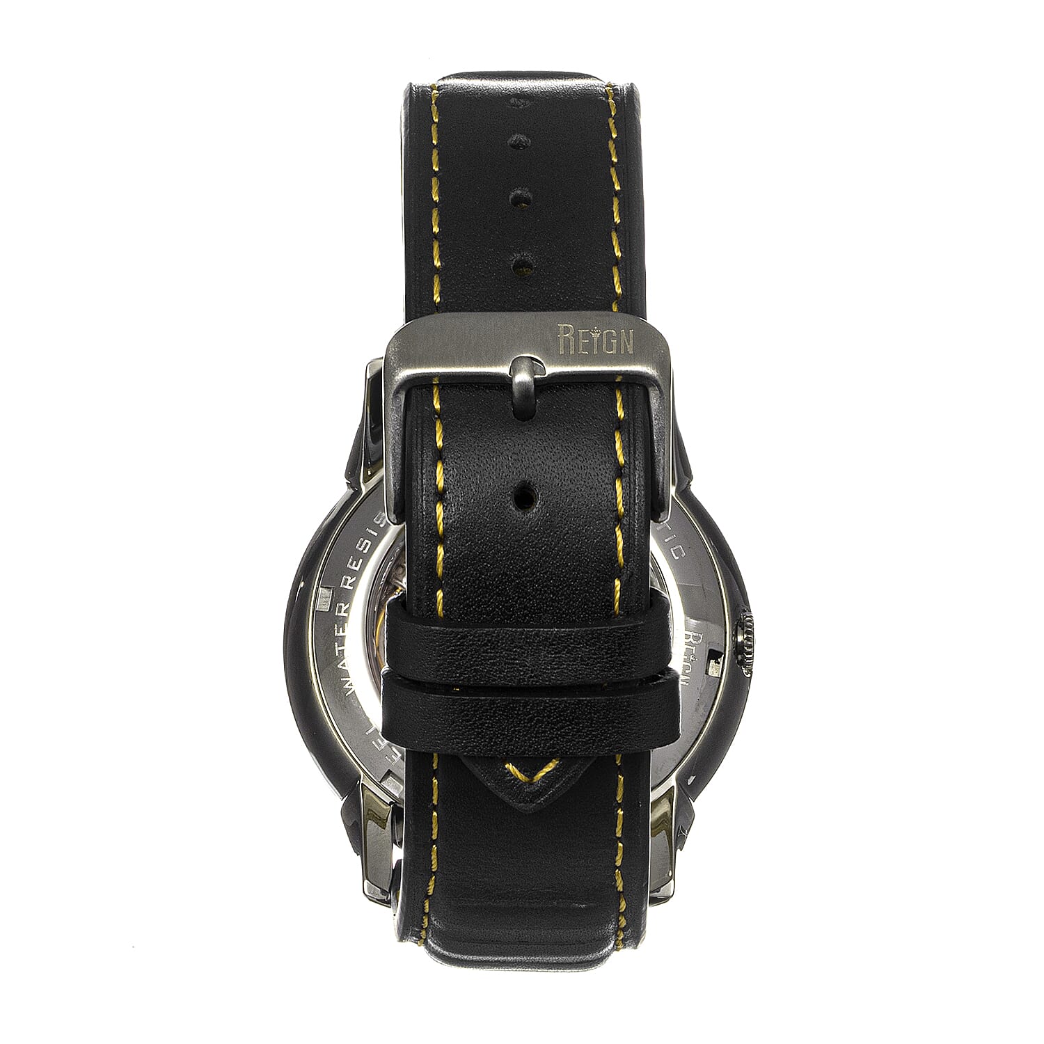Reign Monterey Skeletonized Leather-Band Watch