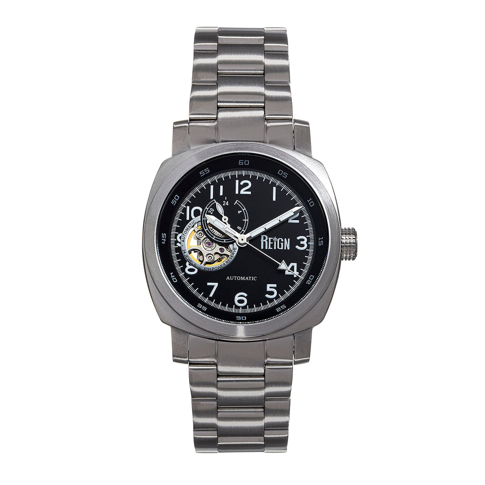 REIGN IMPALER Automatic Movt. Black Dial 5ATM Water Resistant Watch with Stainless Steel Strap
