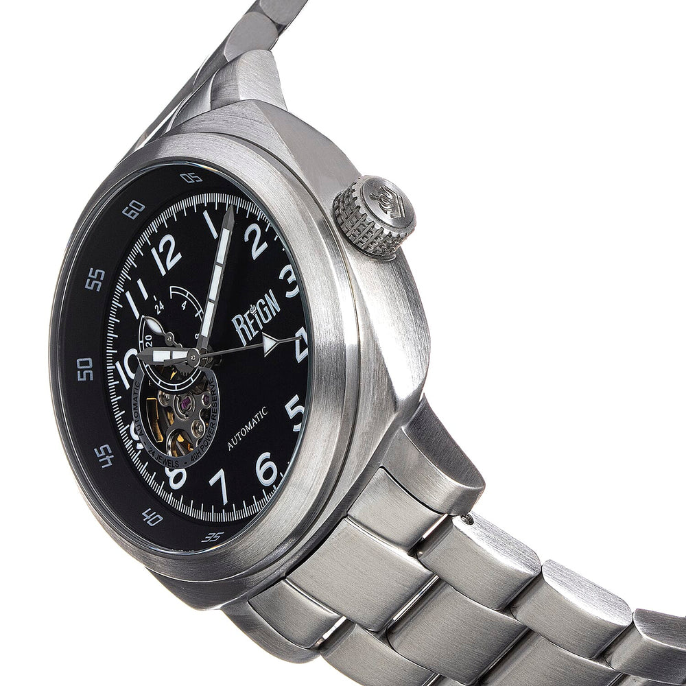 REIGN IMPALER Automatic Movt. Black Dial 5ATM Water Resistant Watch with Stainless Steel Strap