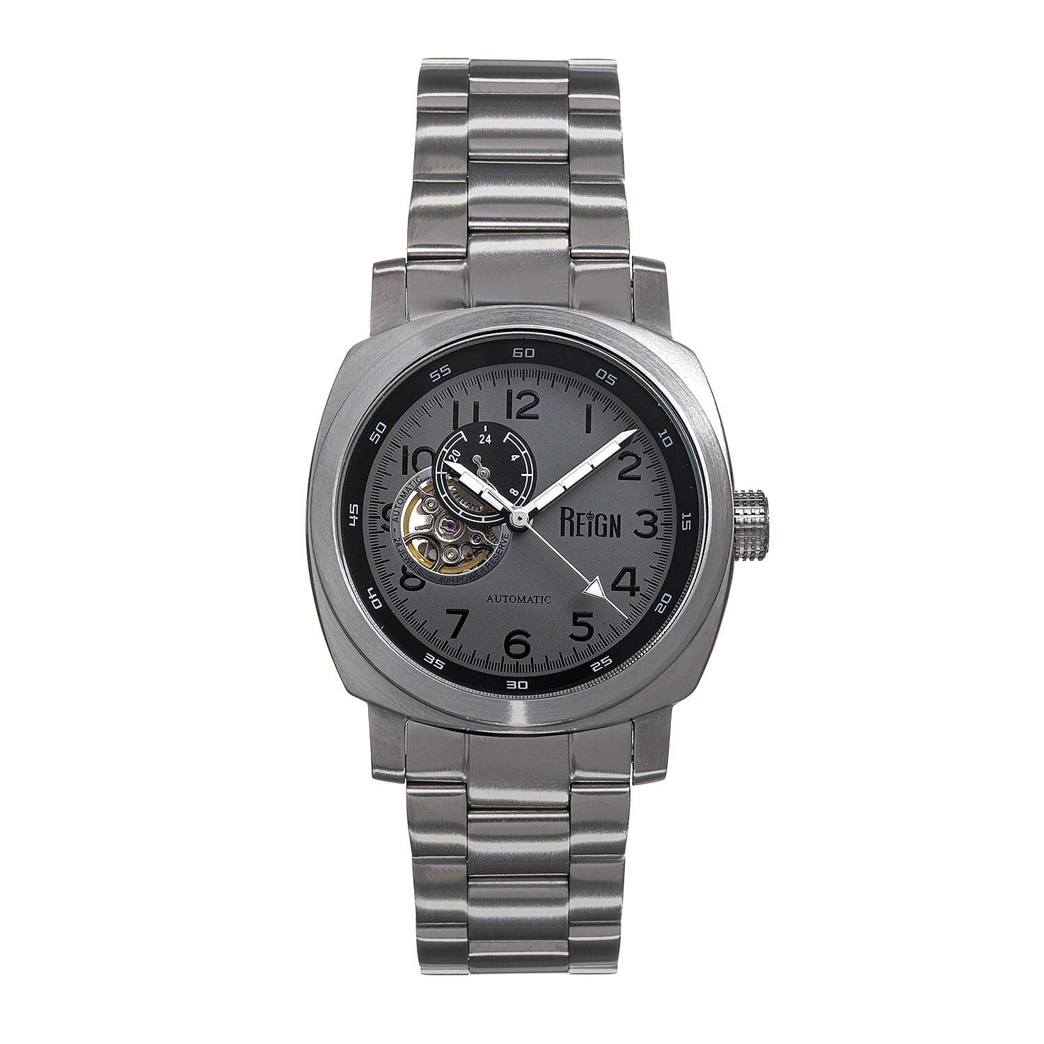 REIGN IMPALER Automatic Movt. Grey Dial 5ATM Water Resistant Watch with Stainless Steel Strap