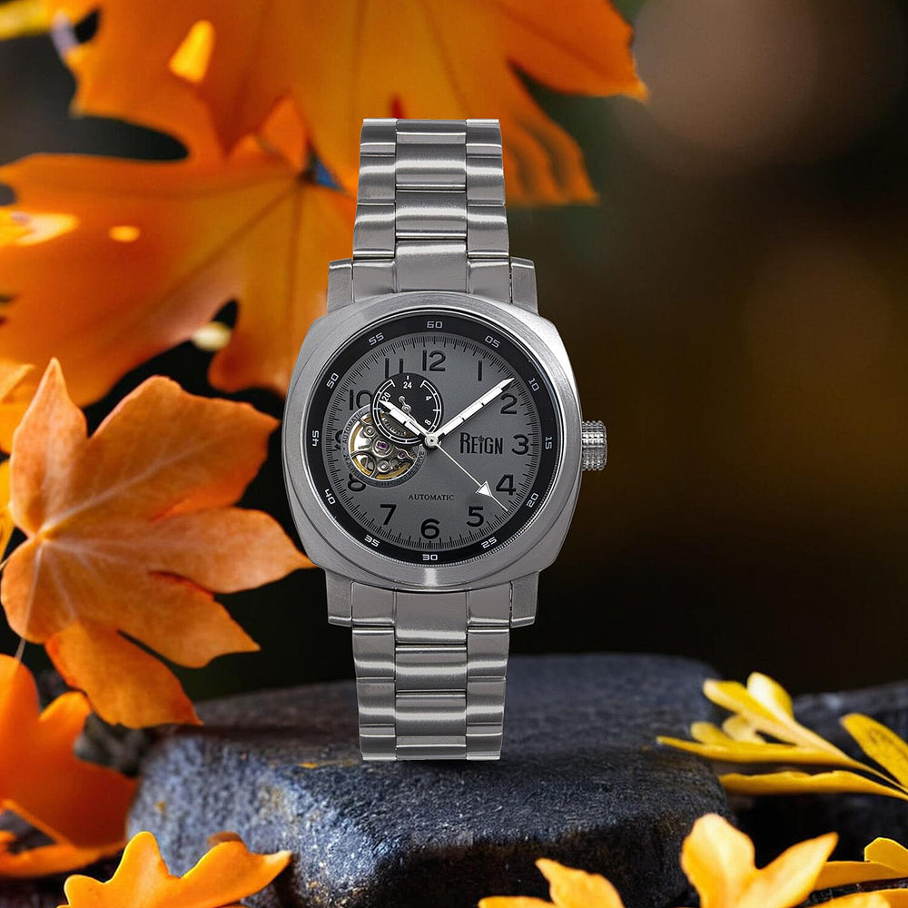REIGN IMPALER Automatic Movt. Grey Dial 5ATM Water Resistant Watch with Stainless Steel Strap