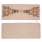 Reindeer Embroidered Cotton Table Runner (Size 91x35 Cm) - Beige & Red