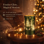 Reindeer & Pine Tree Scene Rotating LED Christmas Light Table Lamp - Green & Yellow