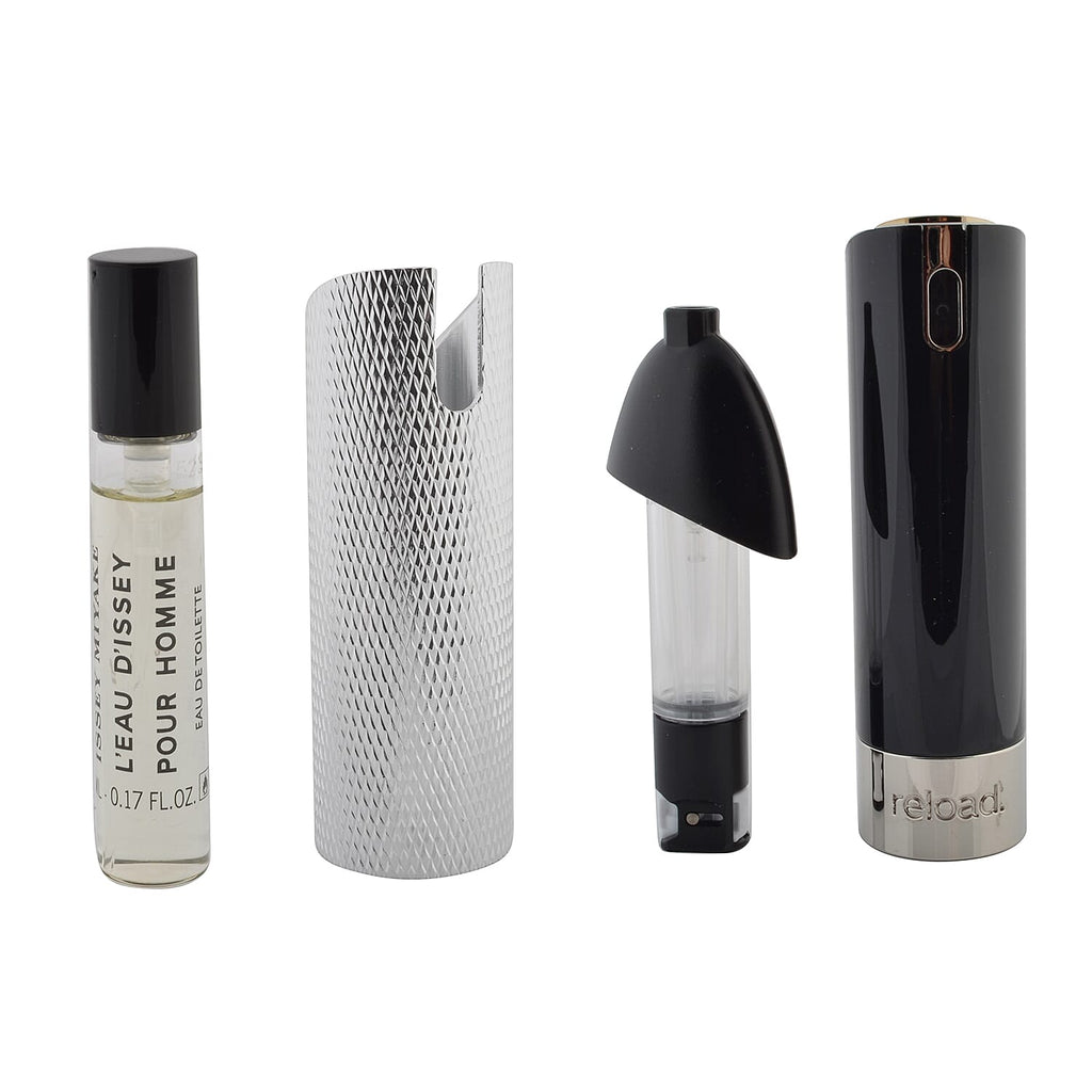 Reload Mini Perfume Spray Black (Incl. Issey Miyake DIssey Homme - 5ml - Embossed Skin) - Embossed Mic